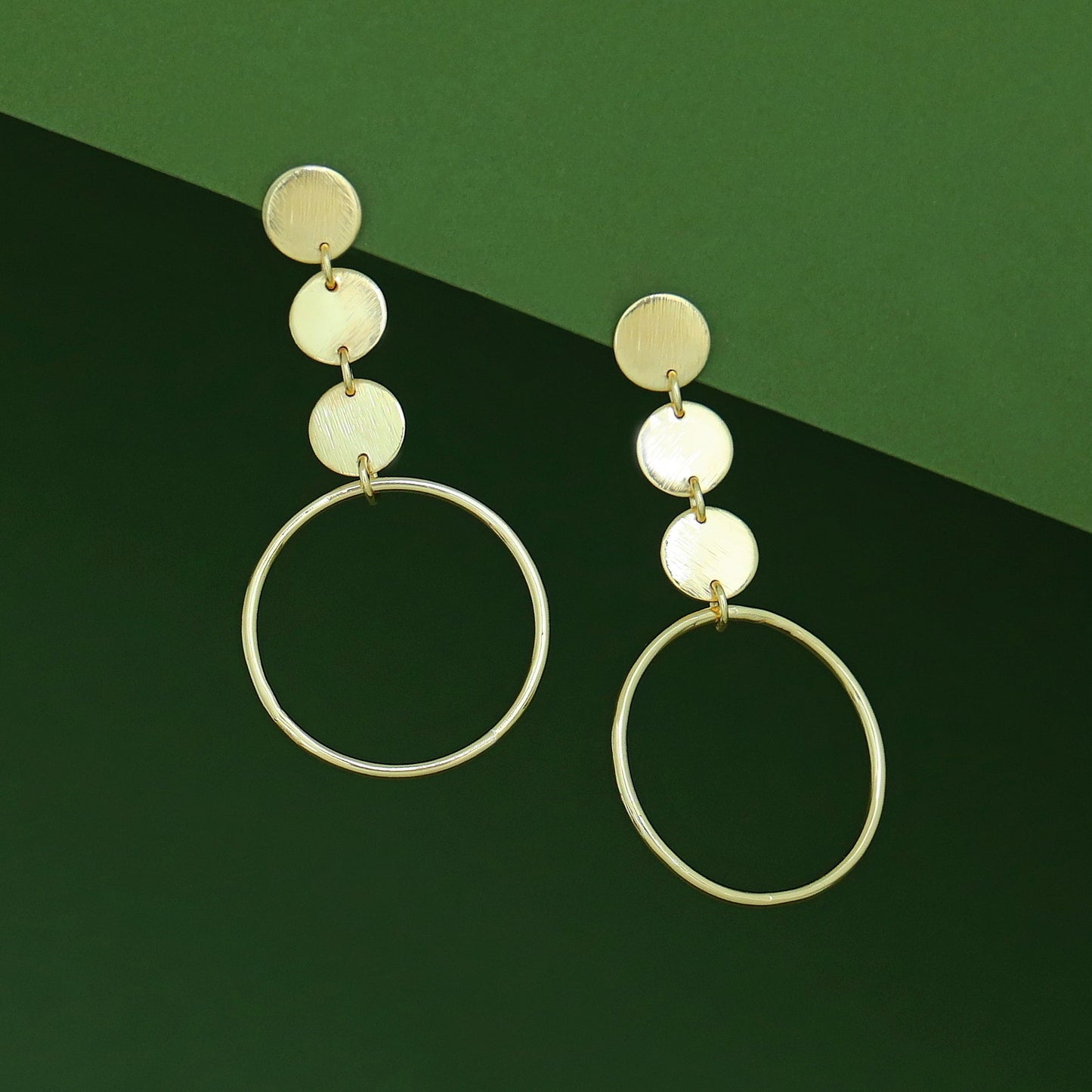 Tri Coin Circle Earring